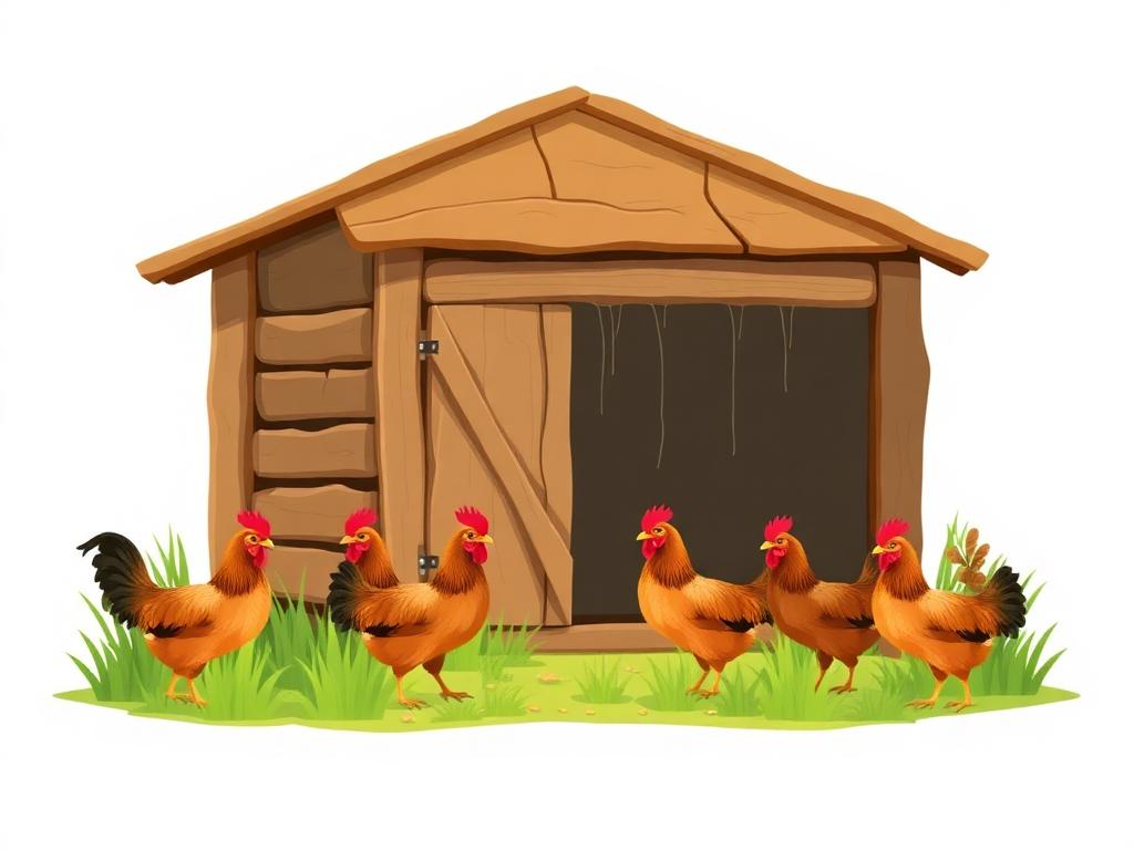 Ilustração de galinheiro rural